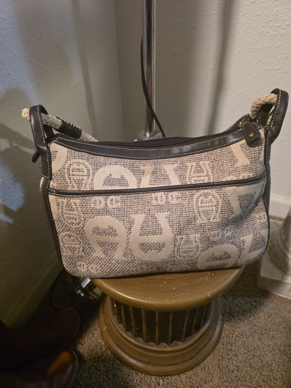 Etienne Aigner Beige and Brown Logo Shoulder Bag - Picture 2 of 5